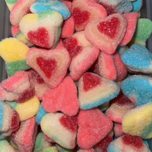 Cœurs 3D Multicolores – Gourmandise pleine d’amour ❤️🍬✨ (100g)